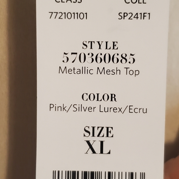 WHITE HOUSE BLACK MARKET NWT XL METALLIC MESH TOP - Picture 6 of 11